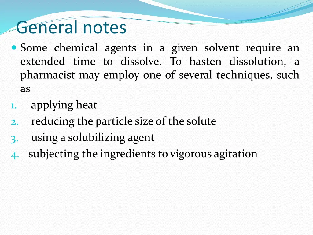 general notes some chemical agents in a given