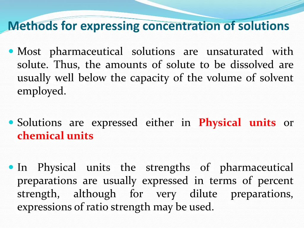 methods for expressing concentration of solutions