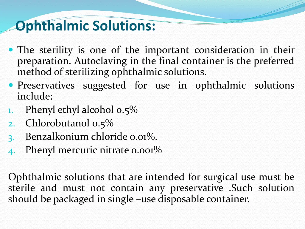 ophthalmic solutions
