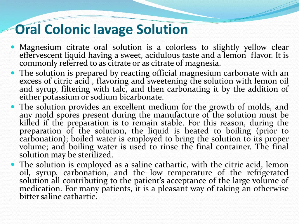 oral colonic lavage solution