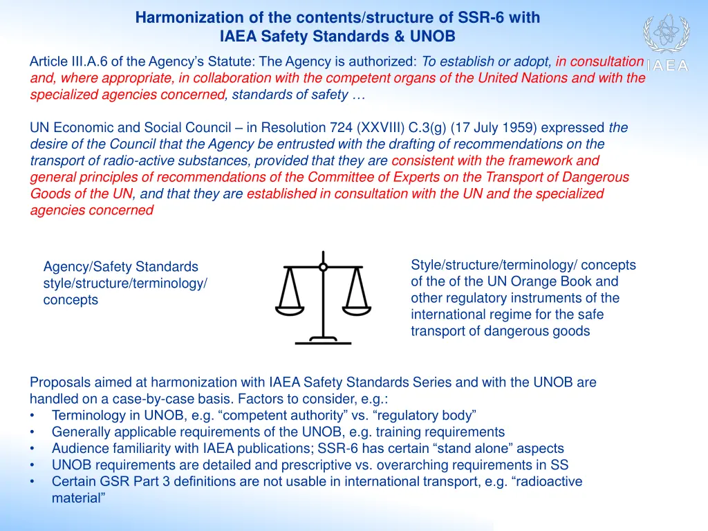 harmonization of the contents structure