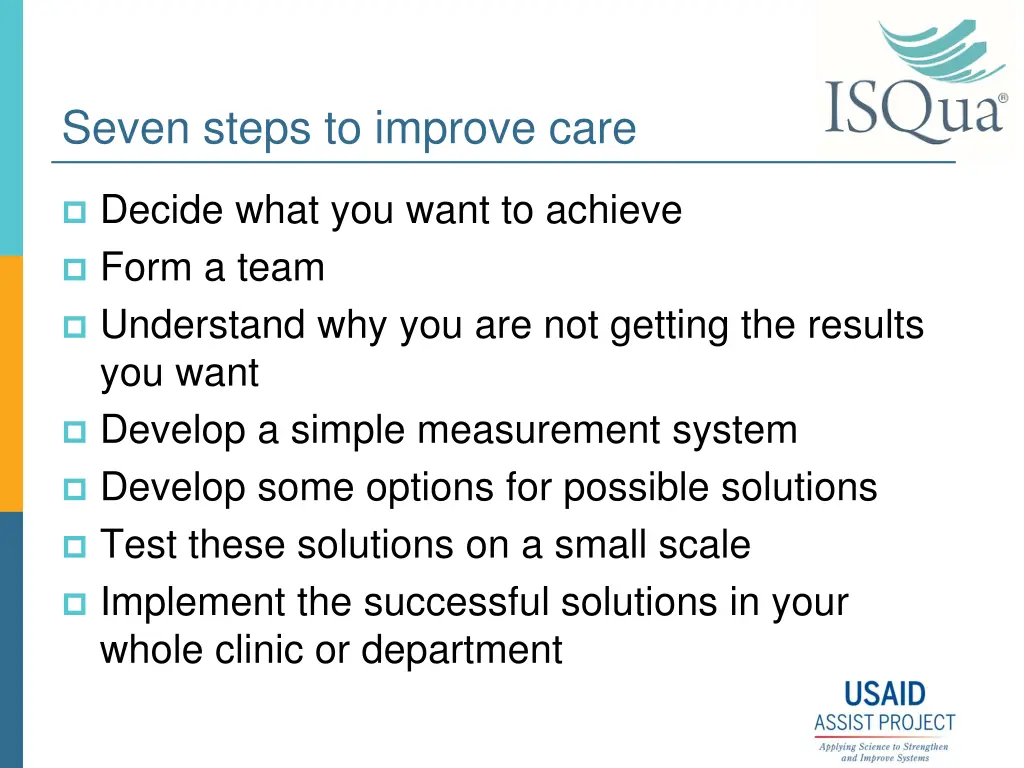 seven steps to improve care