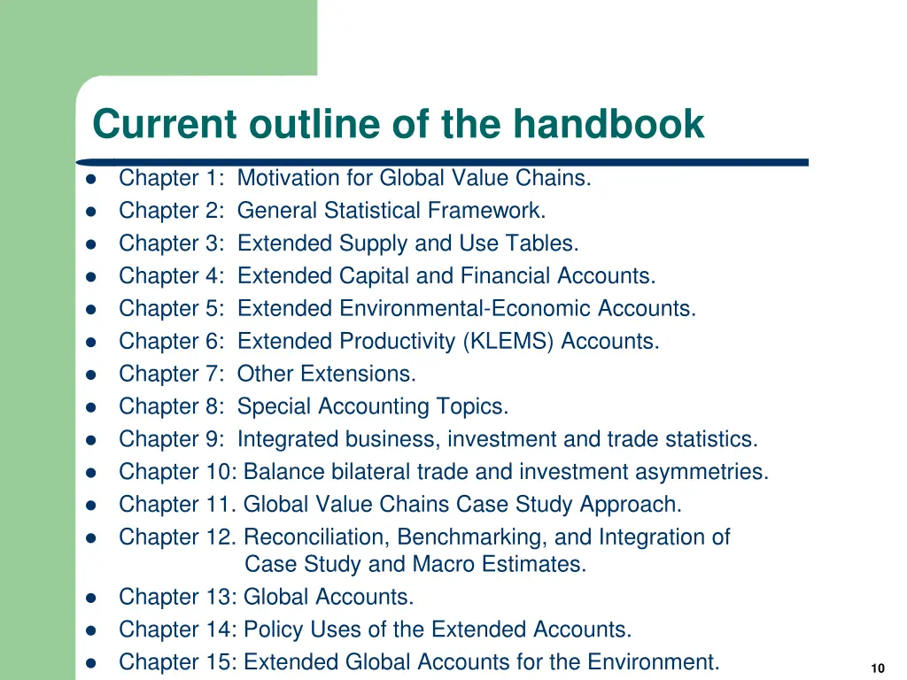 current outline of the handbook