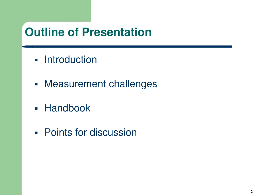 outline of presentation