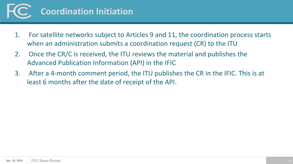 coordination initiation