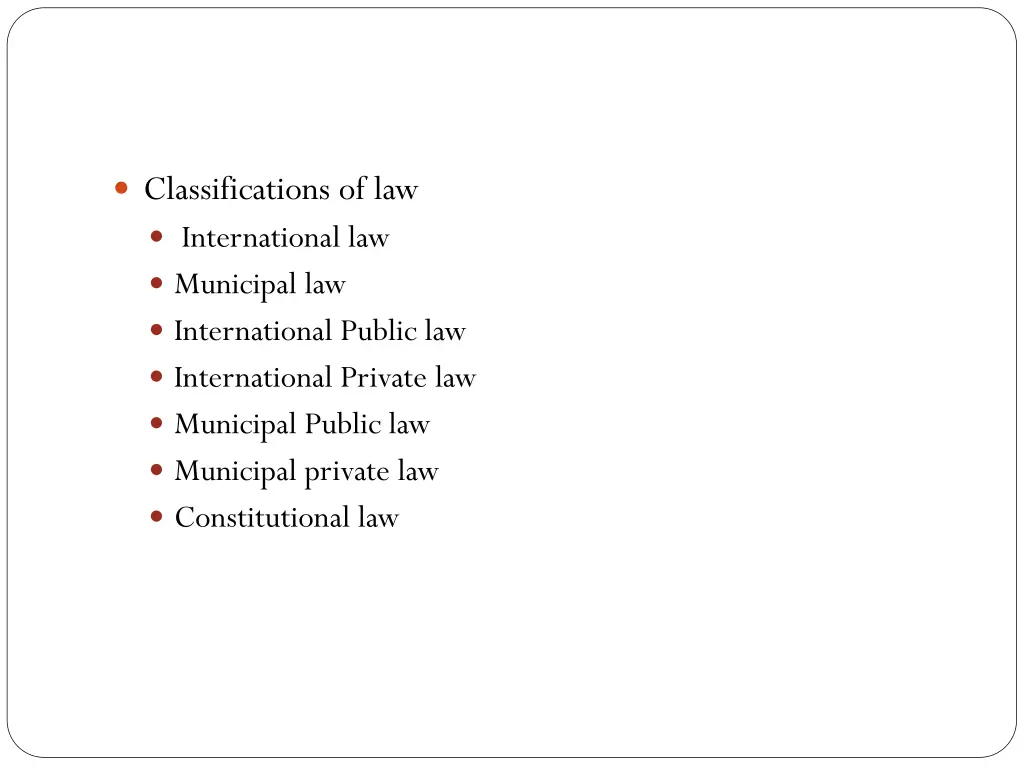 classifications of law international