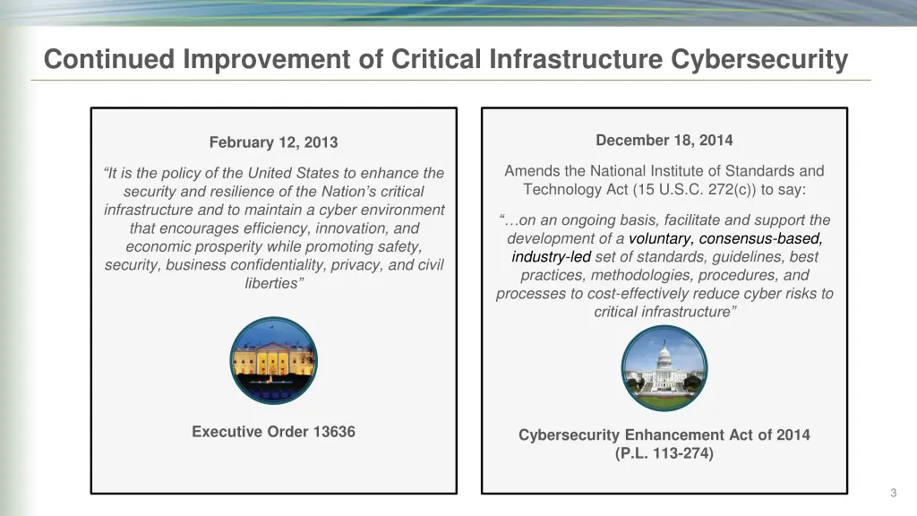continued improvement of critical infrastructure