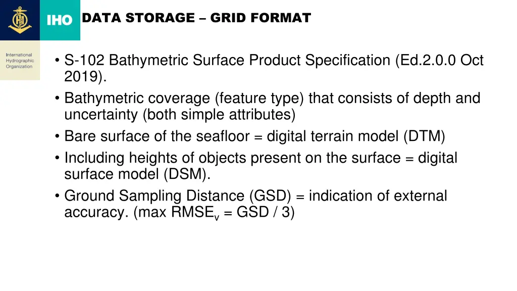 data storage grid format