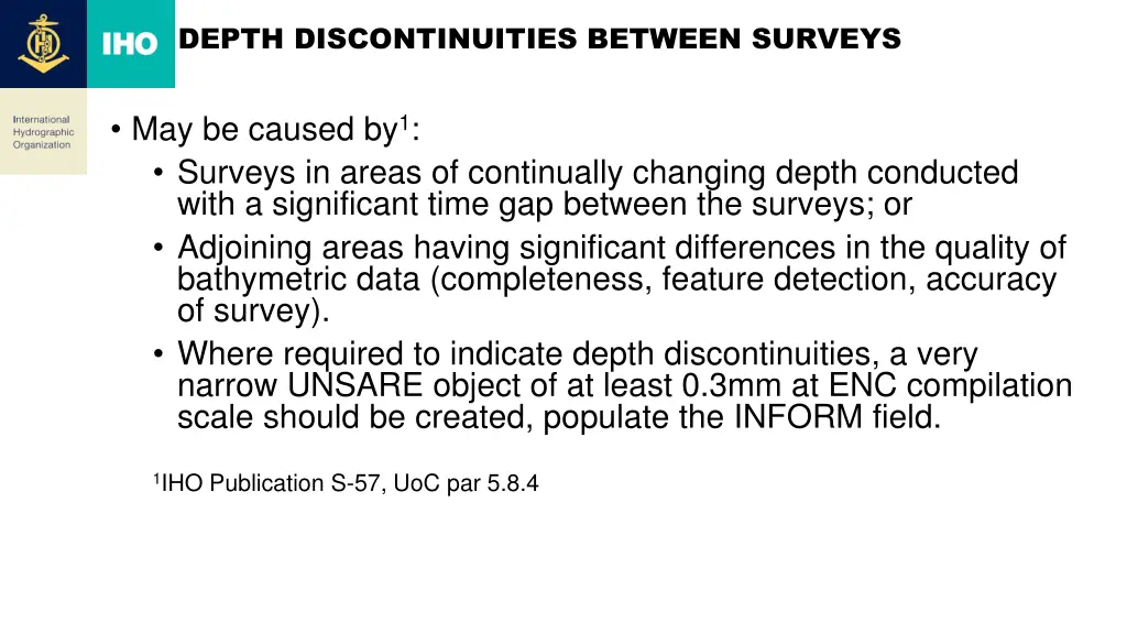 depth discontinuities between surveys