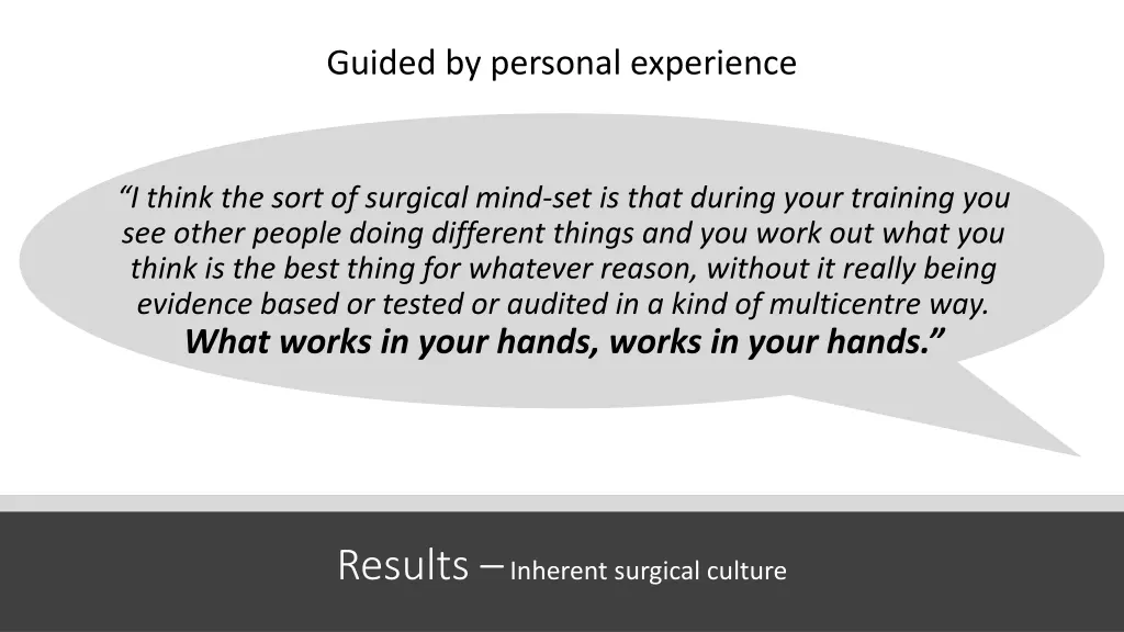 guided by personal experience