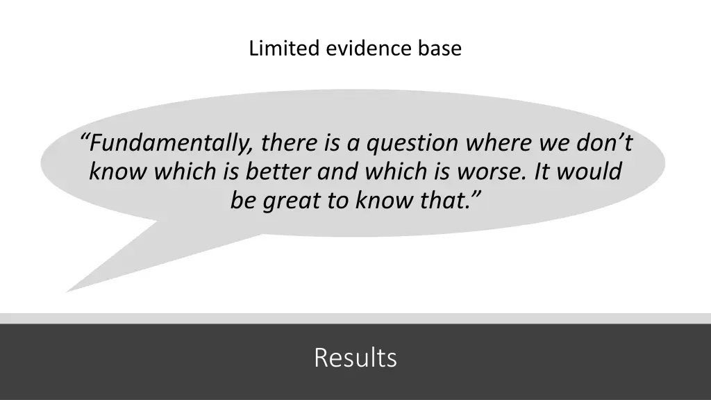 limited evidence base