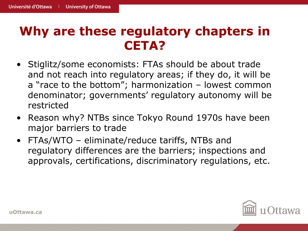 why are these regulatory chapters in ceta