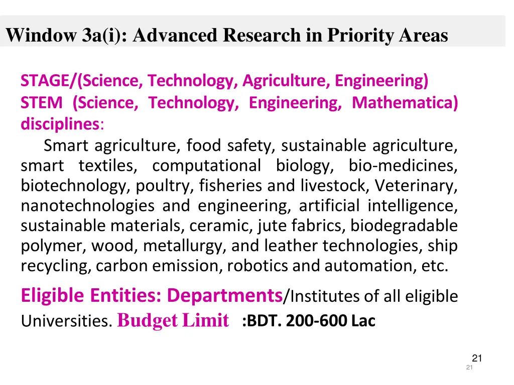 window 3a i advanced research in priority areas