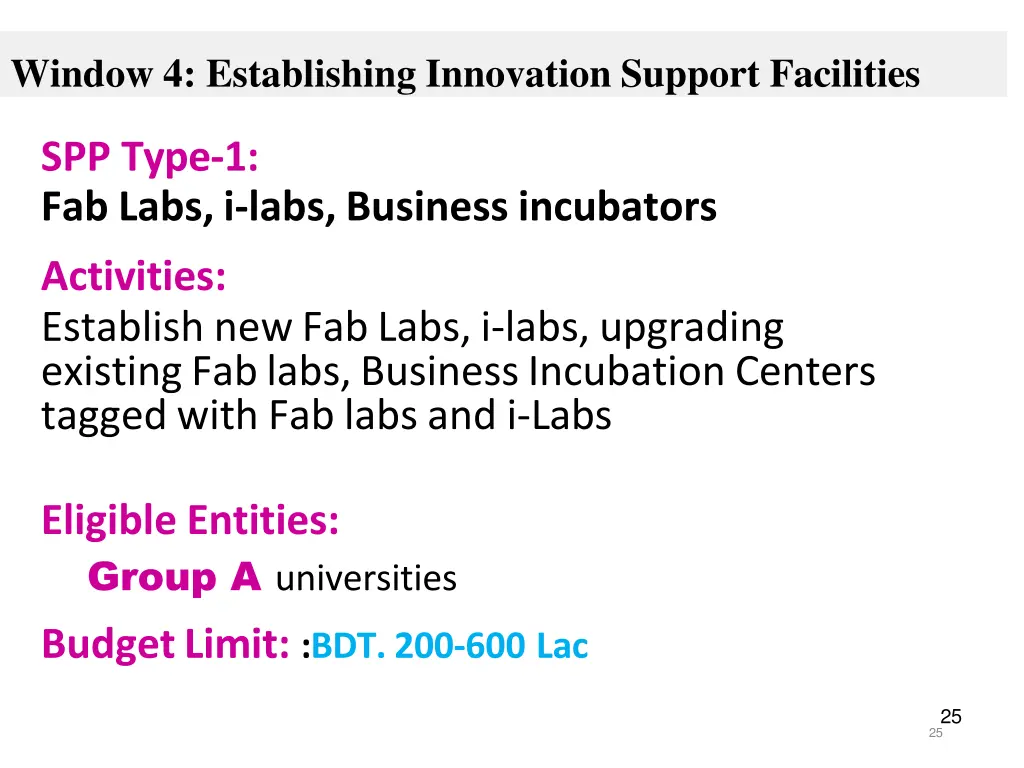 window 4 establishing innovation support