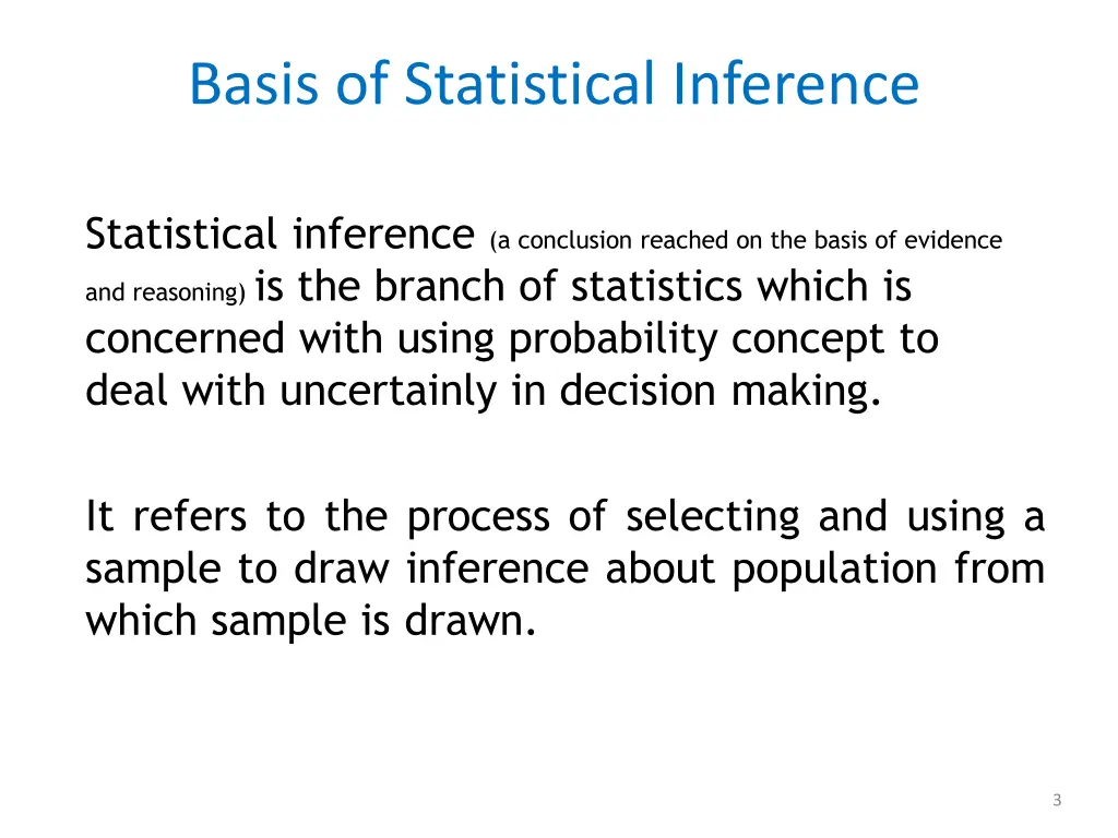 basis of statistical inference