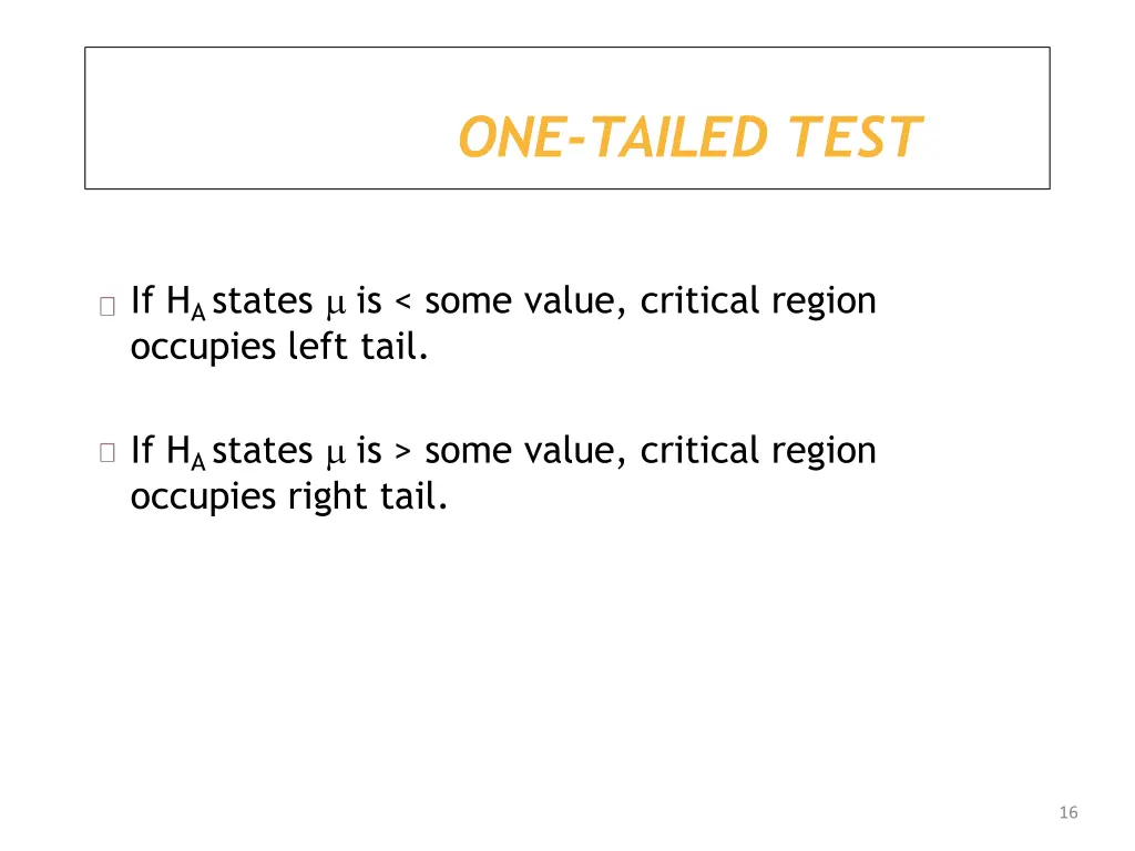 one tailed test
