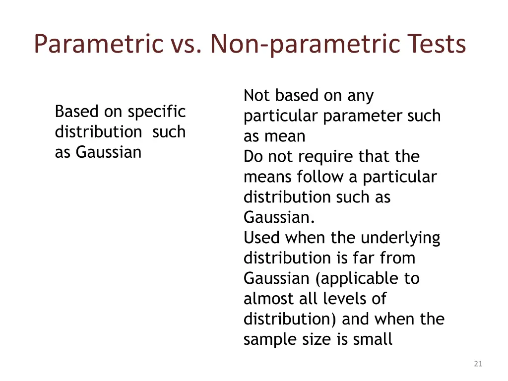 parametric vs non parametric tests