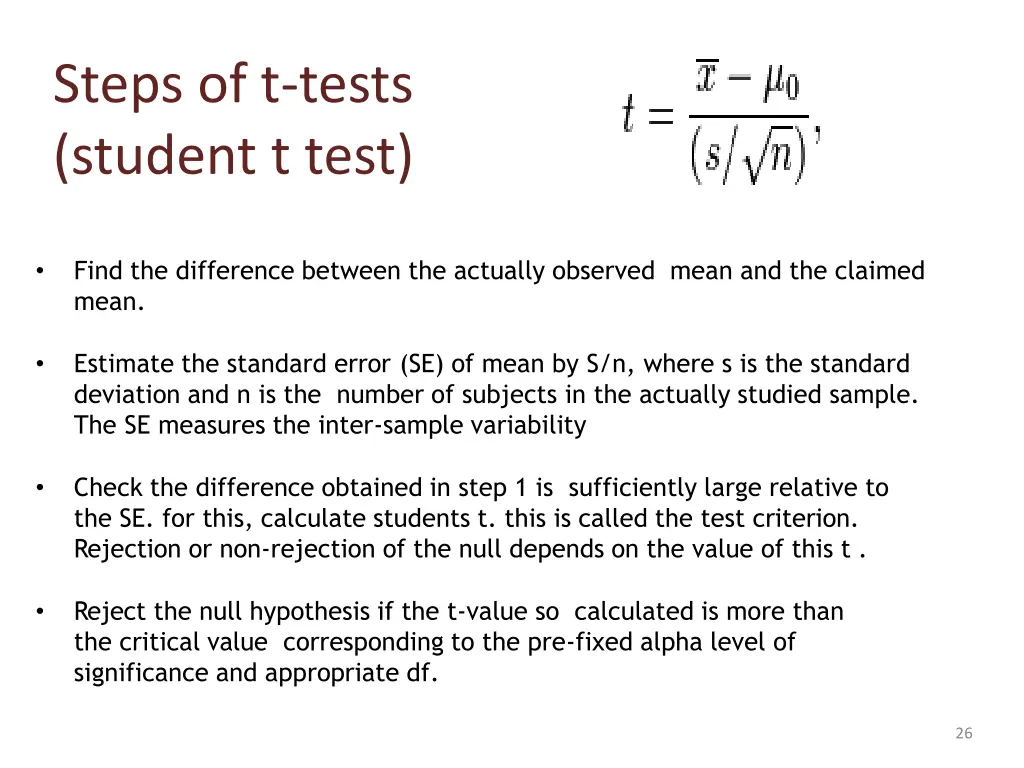 steps of t tests student t test