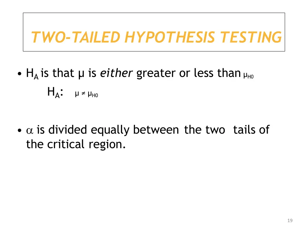 two tailed hypothesis testing