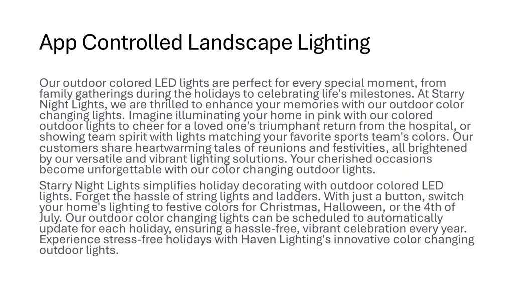 app controlled landscape lighting