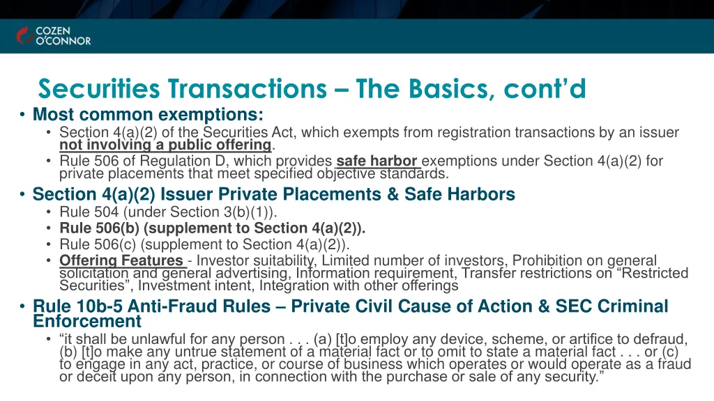 securities transactions the basics cont d most