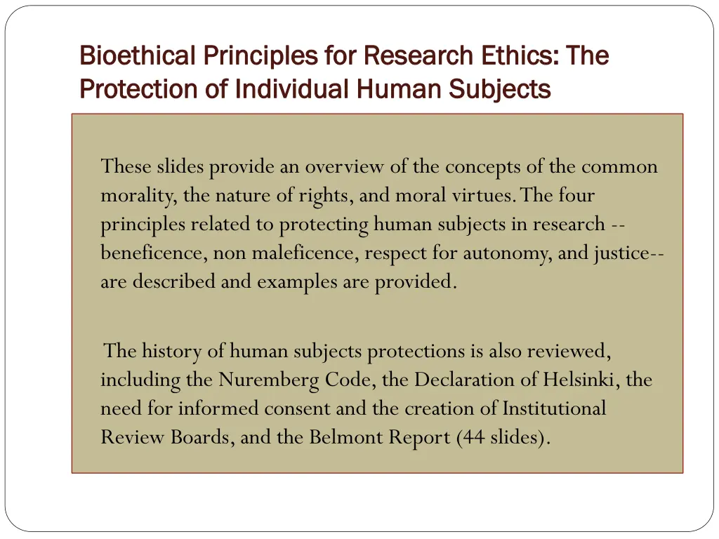bioethical bioethical principles for research