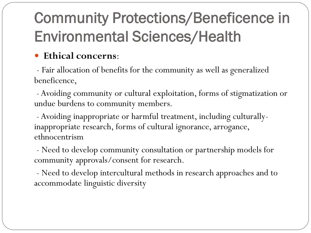 community protections beneficence in community