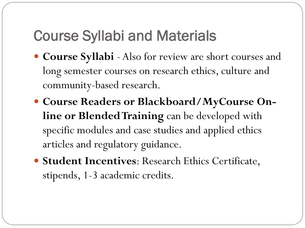 course syllabi and materials course syllabi