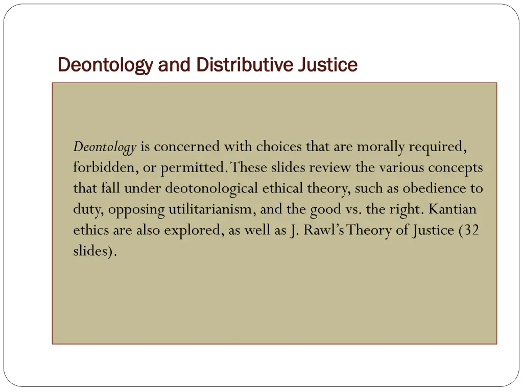 deontology deontology and distributive