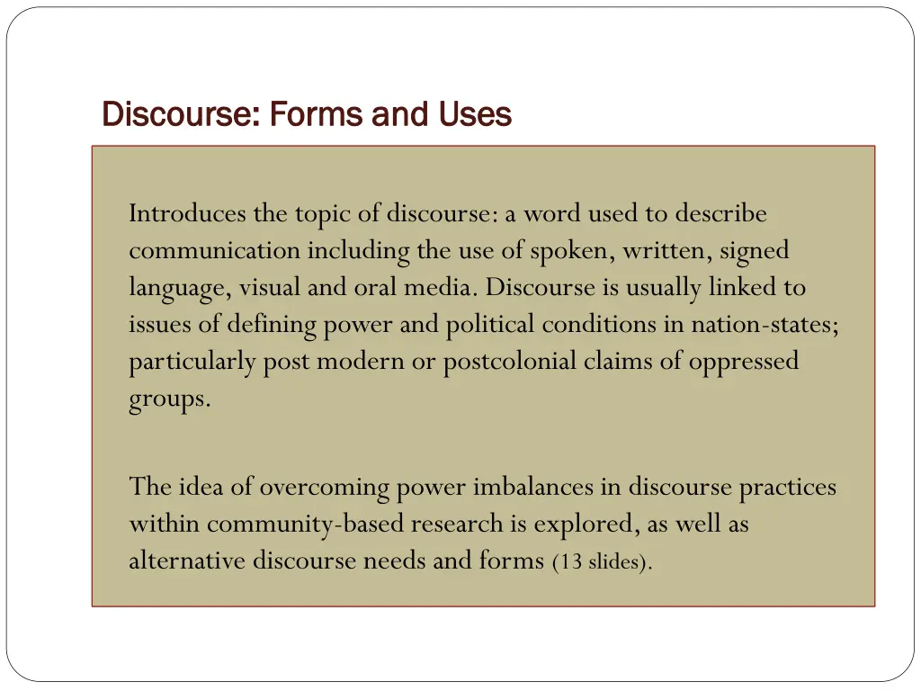 discourse forms and uses discourse forms and uses