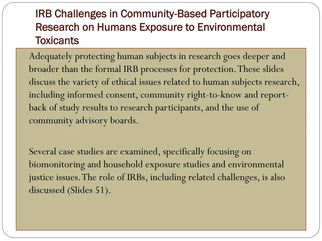 irb challenges in community irb challenges