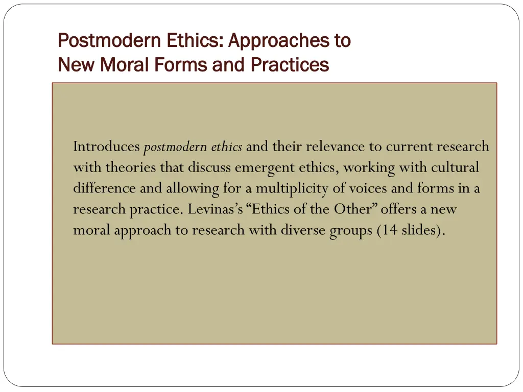 postmodern postmodern ethics approaches to ethics