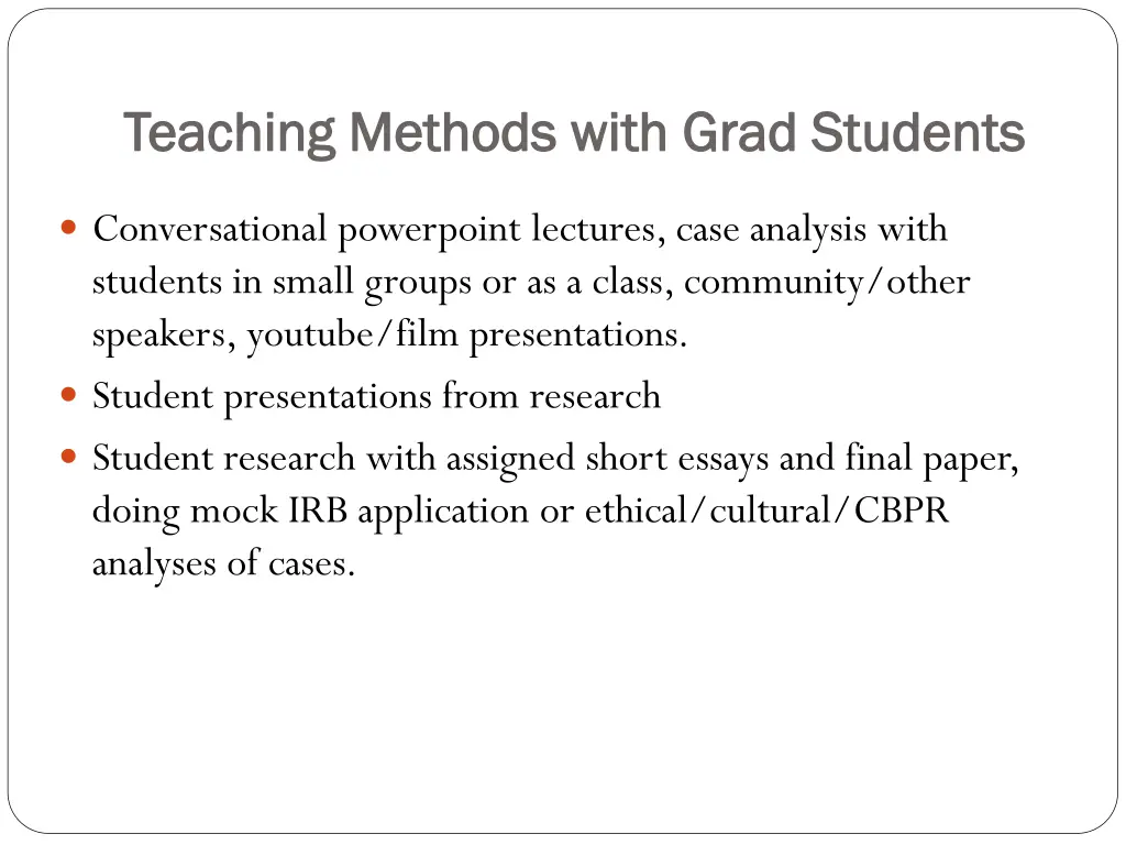 teaching methods with grad students teaching