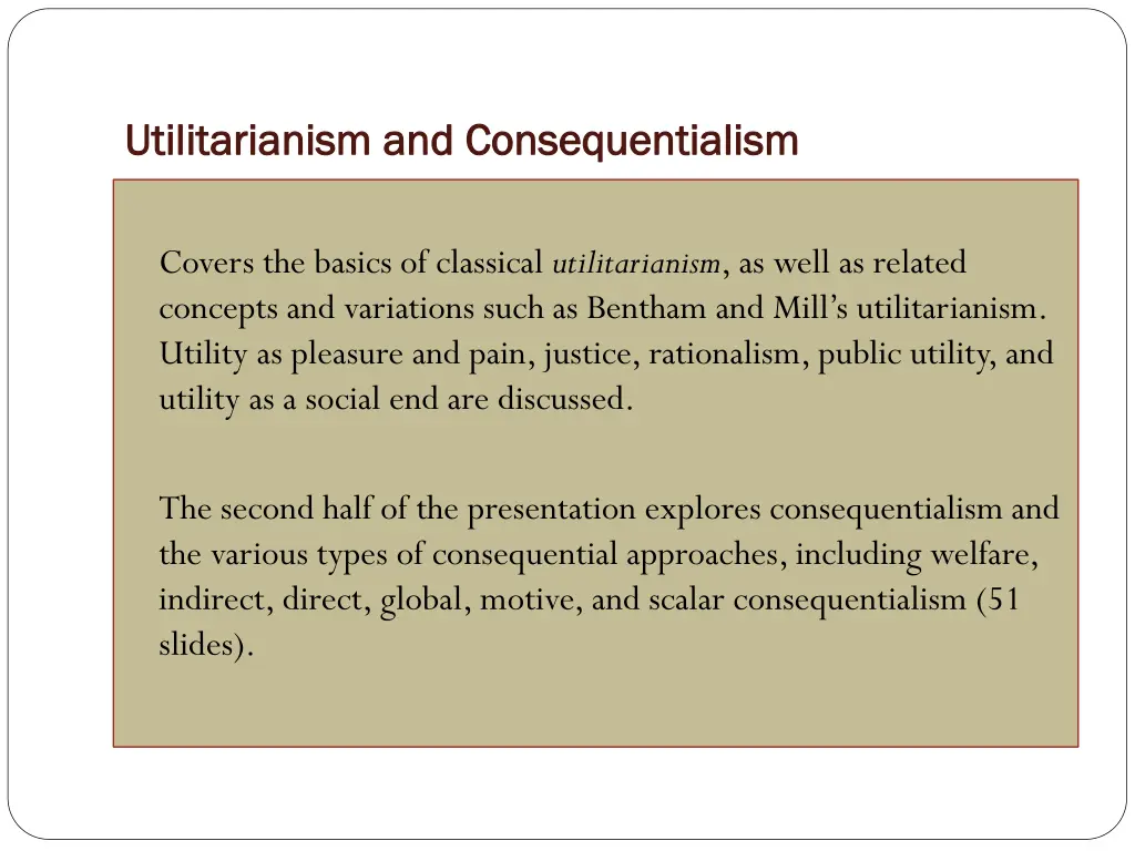 utilitarianism utilitarianism and