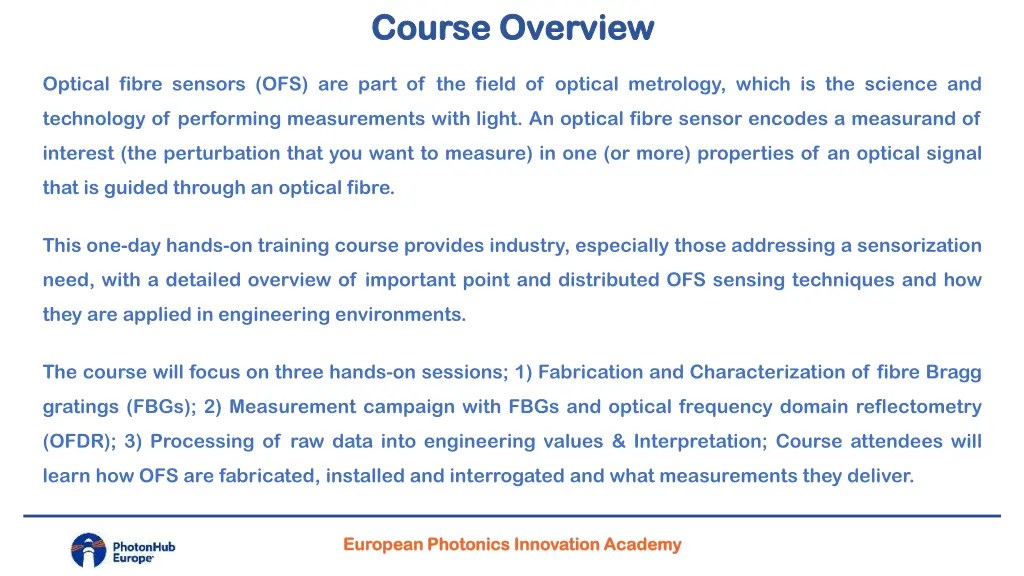 course overview course overview