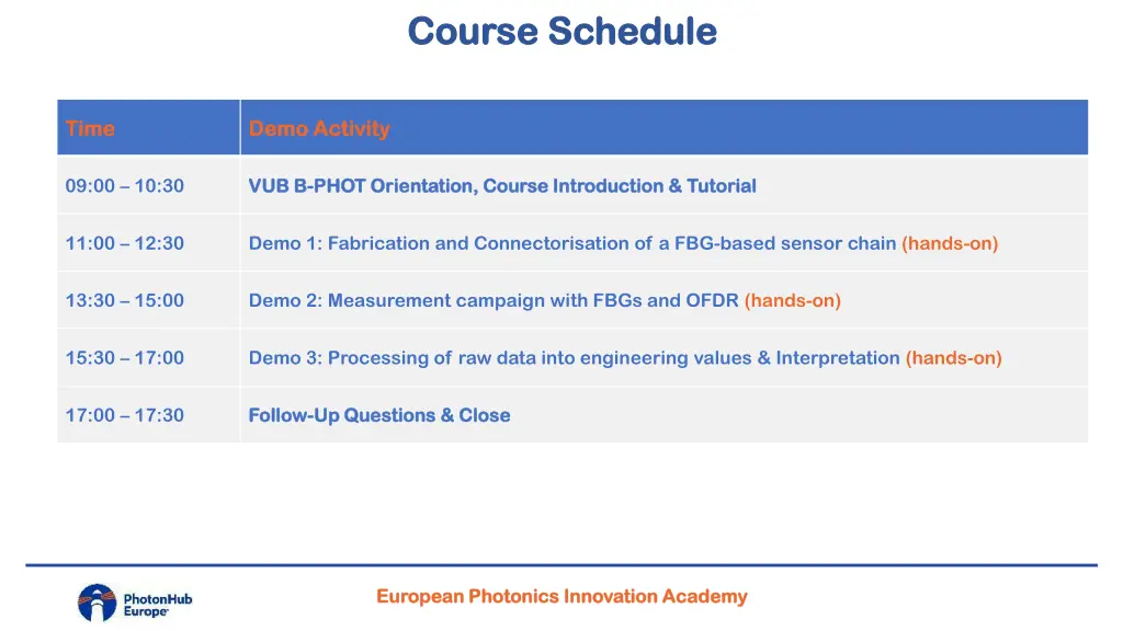 course schedule course schedule