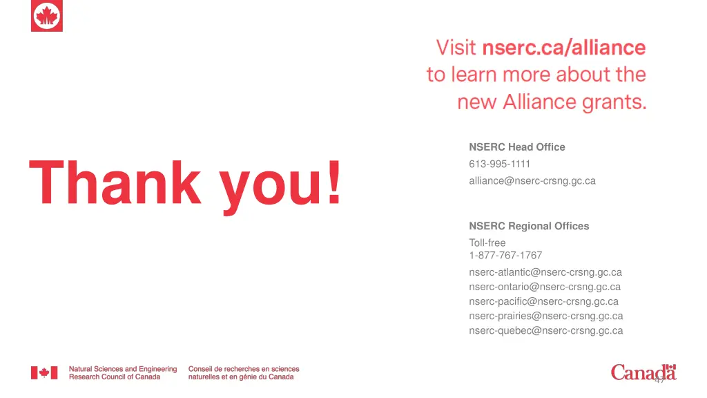 nserc head office 613 995 1111 alliance@nserc