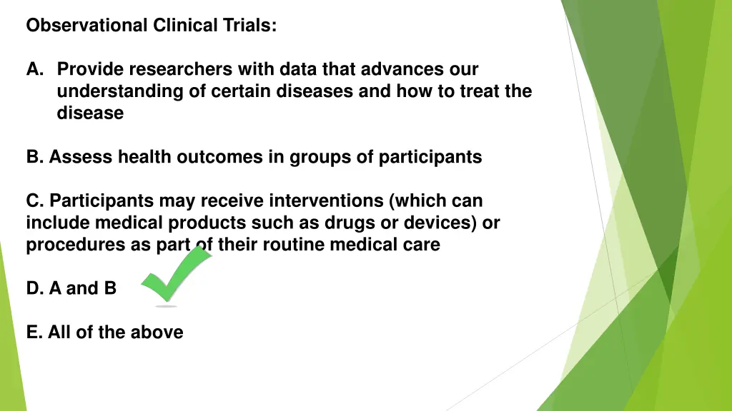 observational clinical trials