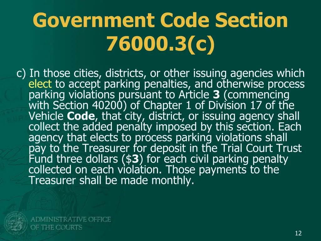 government code section 76000 3 c