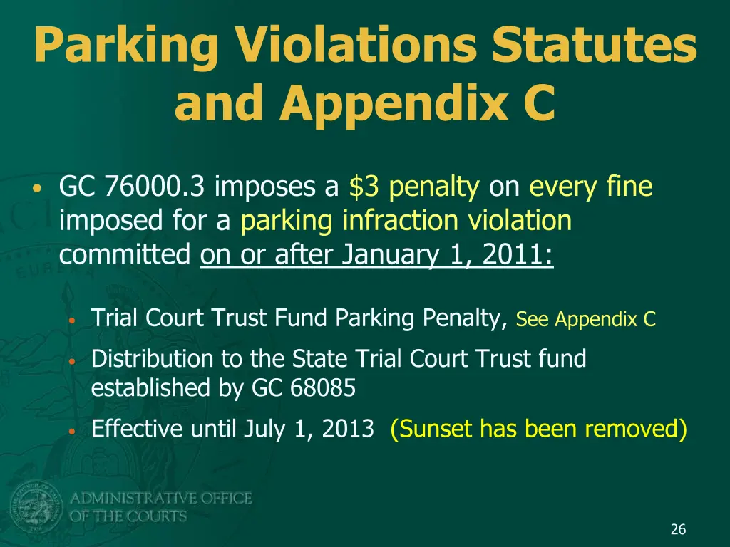 parking violations statutes and appendix c 2