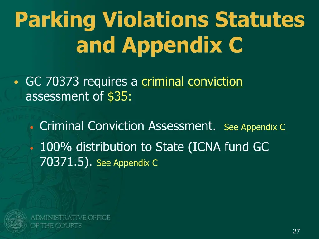 parking violations statutes and appendix c 3