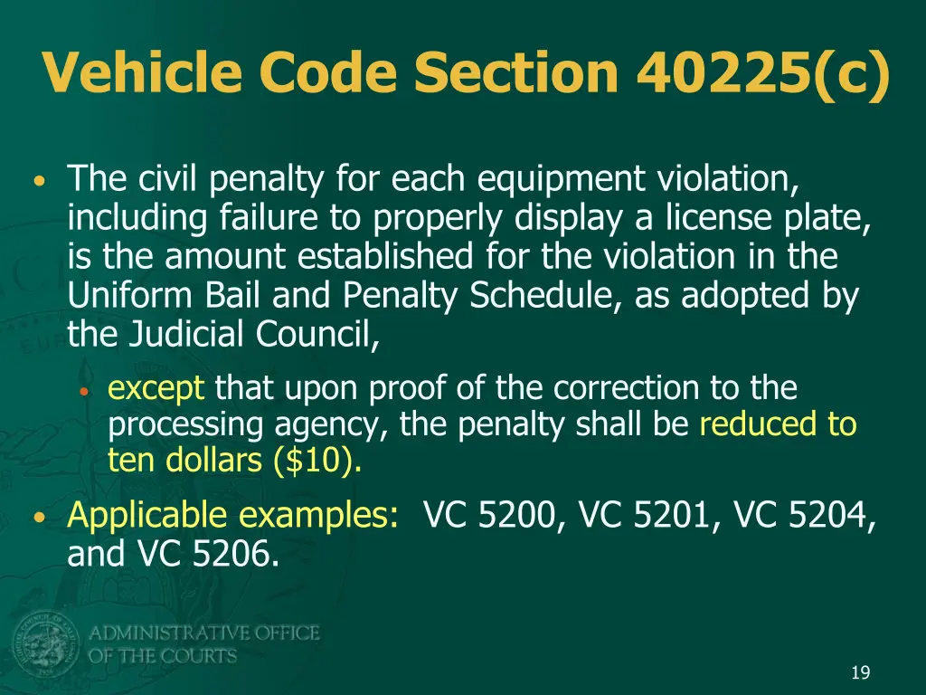 vehicle code section 40225 c