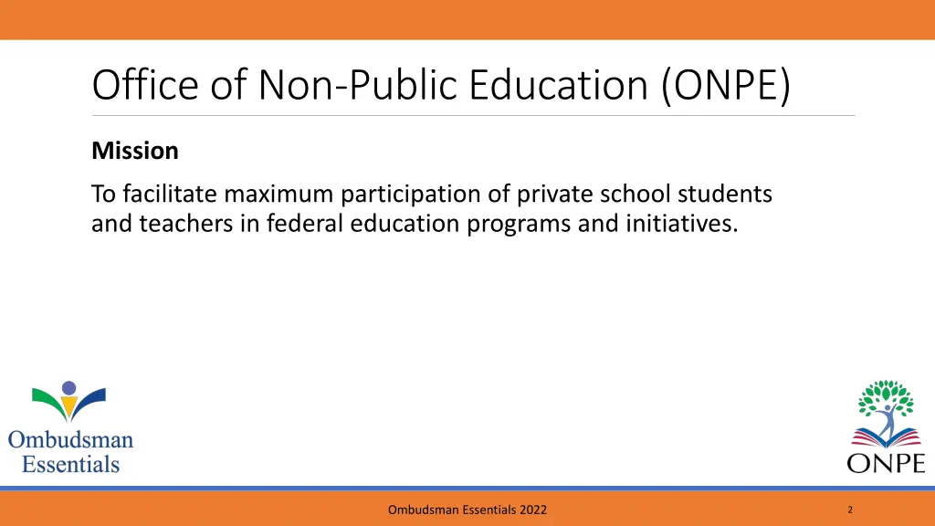 office of non public education onpe