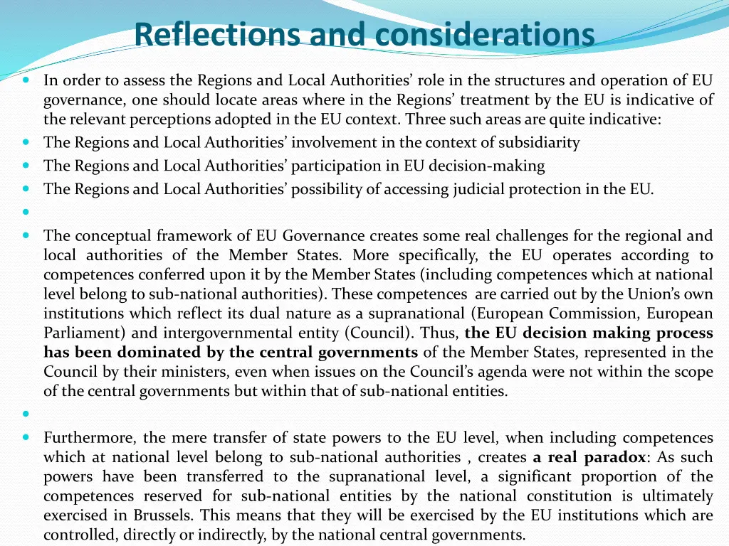 reflections and considerations