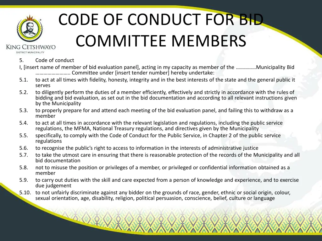 code of conduct for bid committee members 3