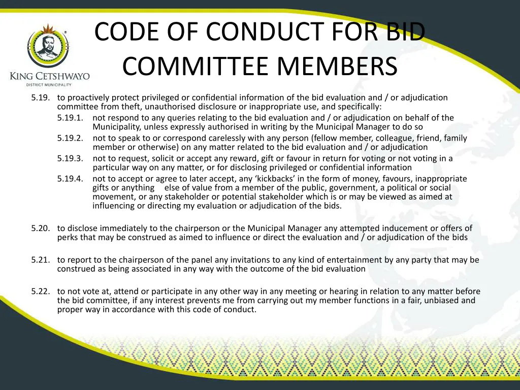 code of conduct for bid committee members 5