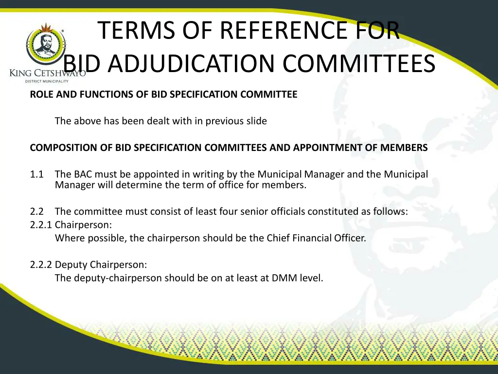 terms of reference for bid adjudication committees