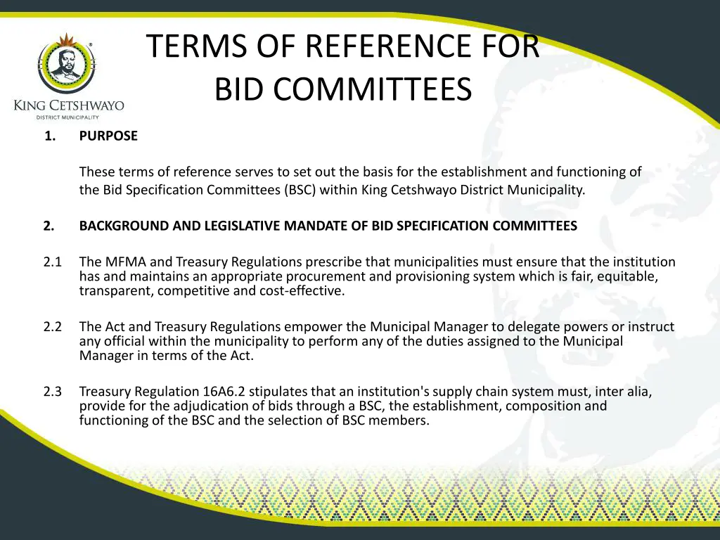 terms of reference for bid committees