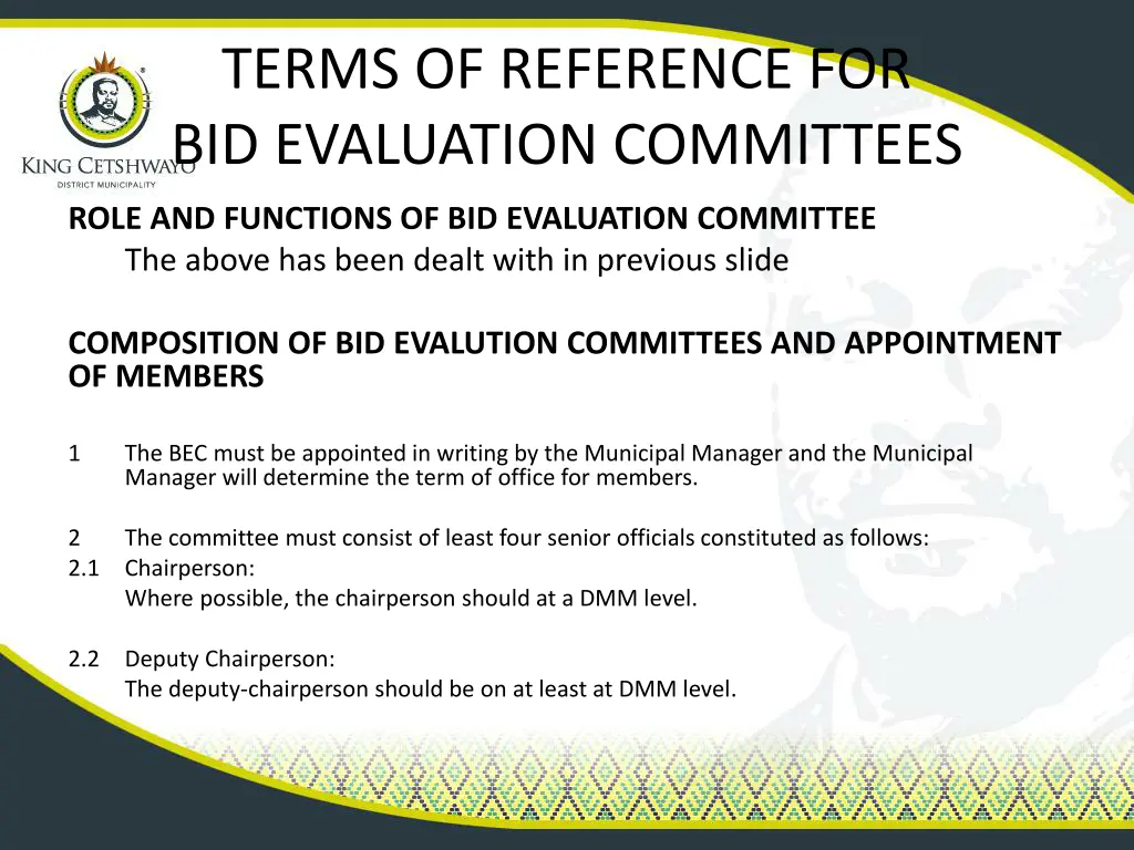 terms of reference for bid evaluation committees