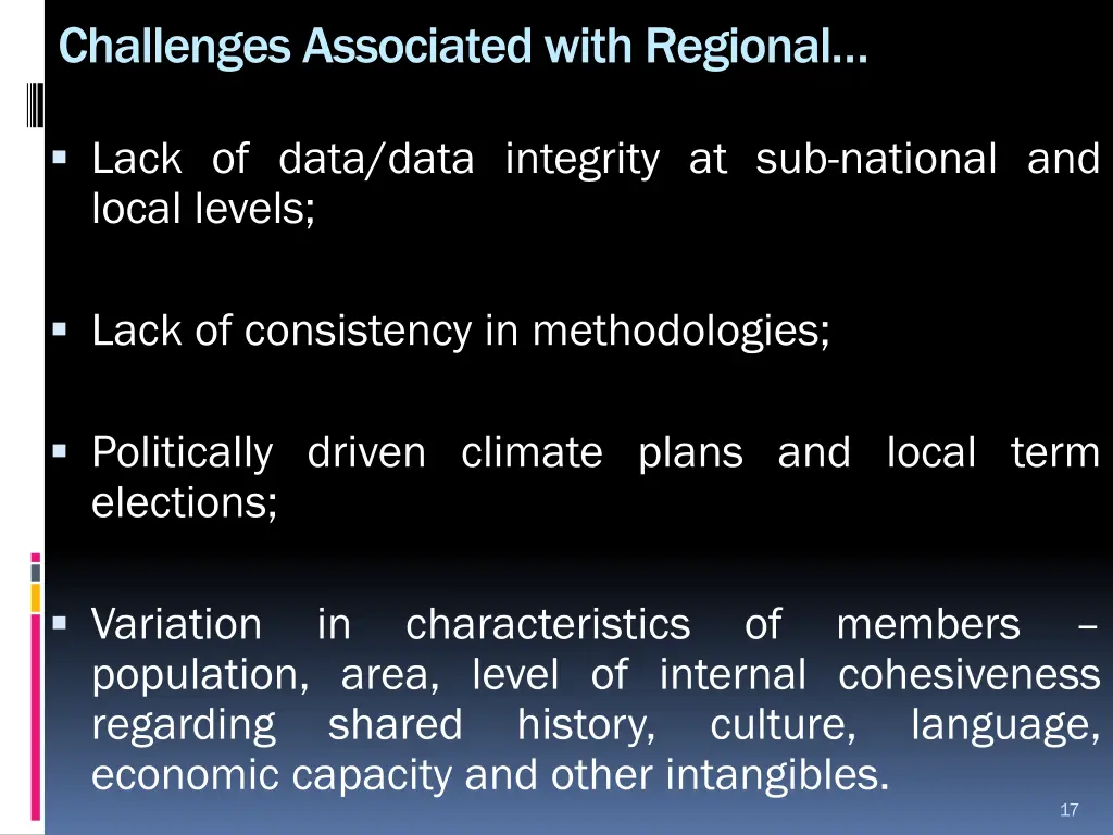challenges associated with regional